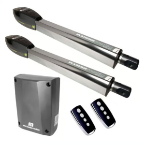 KIT DE MOTOR BATIENTE FENIX PARA PUERTAS DE 1 HOJA DE 5.5 MT DE ANCHO O MAXIMO 600KG. INCLUYE 1 MOTOR FENIX600, 2 CONTROLES Y TARJETA ELECTRONICA ACCESSCOMAND AC24NE CON DISPLAY DIGITAL. 24V