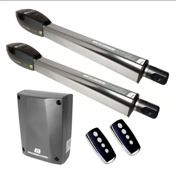 KIT DE MOTOR BATIENTE FENIX PARA PUERTAS DE 1 HOJA DE 5.5 MT DE ANCHO O MAXIMO 600KG. INCLUYE 1 MOTOR FENIX600, 2 CONTROLES Y TARJETA ELECTRONICA ACCESSCOMAND AC24NE CON DISPLAY DIGITAL. 24V